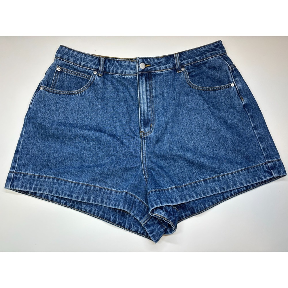 Showpo Denim Shorts Womens 14 Blue Jean Rhianna Mid Waist New